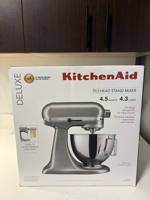 KitchenAid シルバー KitchenAid Deluxe 4.5 Quart Tilt-Head Stand Mixer with Beater