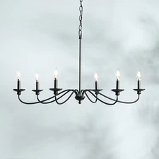 ALLEN + ROTH Providence 6-Light Matte Black Traditional Linear Chandelier - NEW!