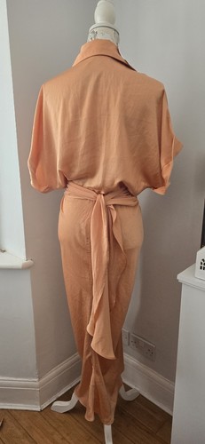 Mable Hemdblusenkleid neu orange seidig gerafft M 10 12 lang Knopfleiste - Bild 2 von 7