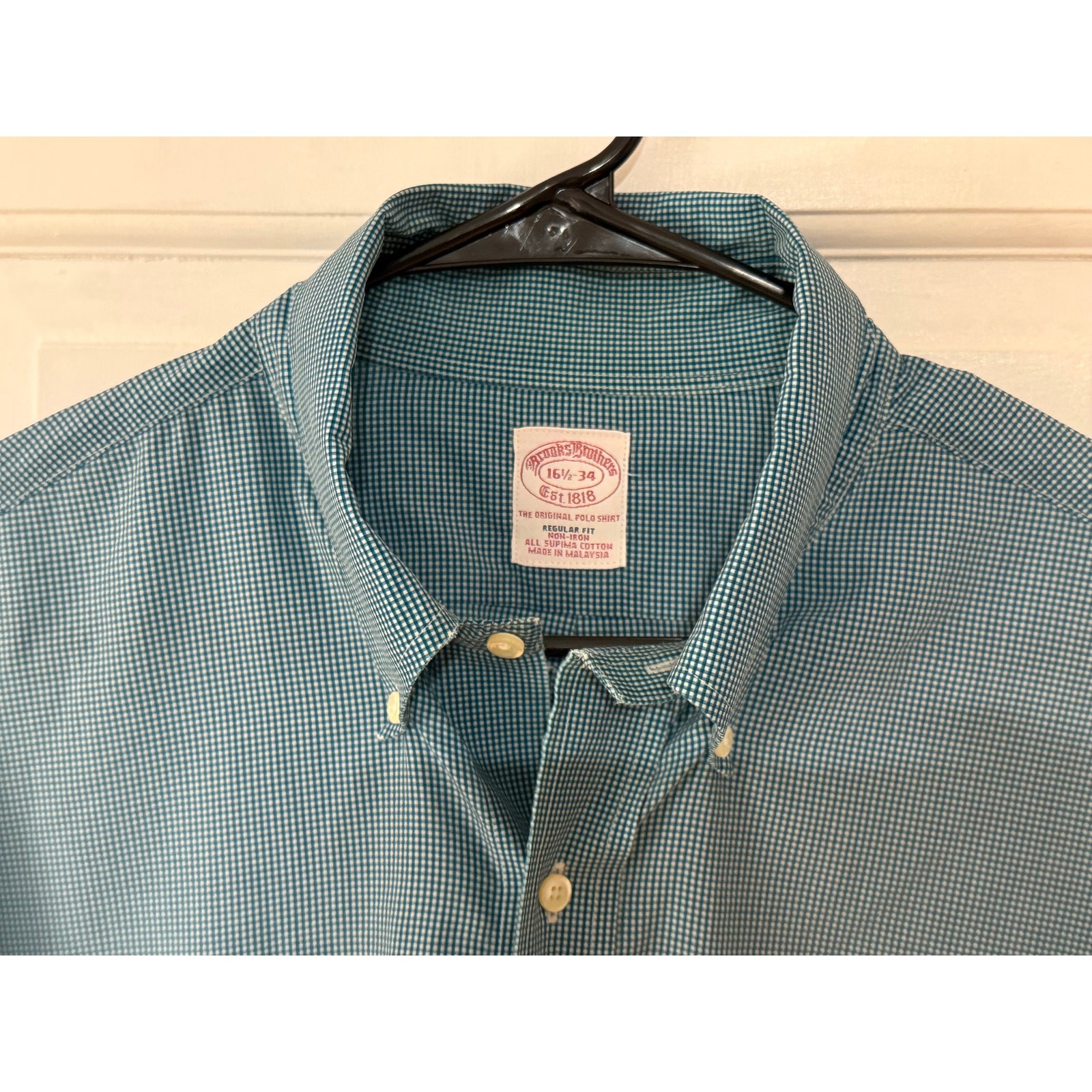 Brooks Brothers Blue Patterned Button-Up Shirt 16… - image 2