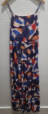 Nine West Sundress Size M Maxi Dress Abstract Tiered Artsy Festival Travel Beach