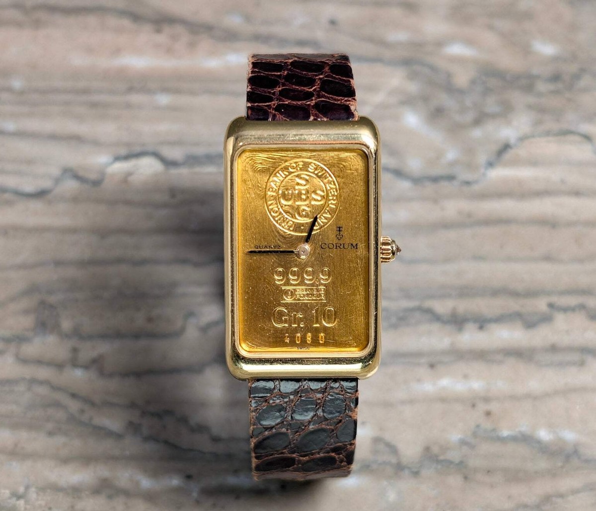 Corum 18K Yellow Gold 10 Gram Gold Ingot Dial Quartz Dress Watch