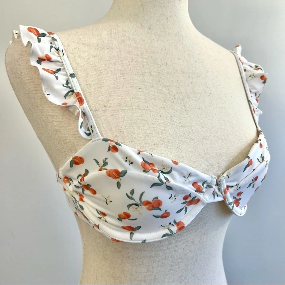 Bralette de natación Abercrombie & Fitch con aros melocotón blanco M Foto 2 de 4