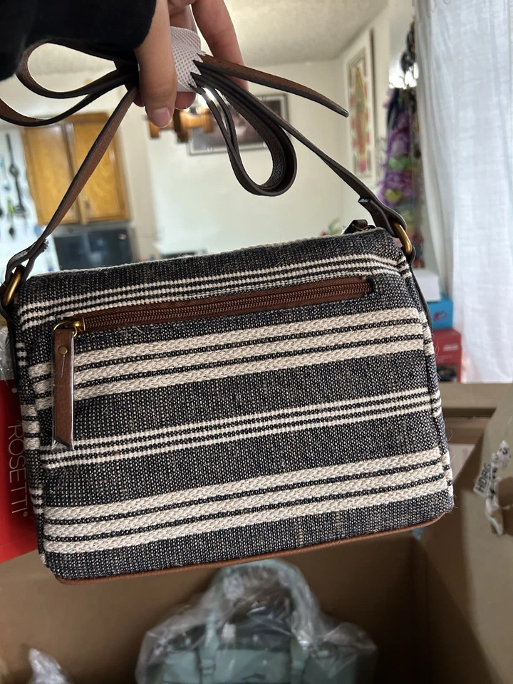 Cartera Bandolera Rosetti Marrón Hebilla Rayas a la Venta Nueva con Etiquetas Foto 2 de 4
