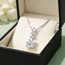 1ct Pendant Necklace White Gold VVS1/D/Excellent Lab-Created Diamond Test Pass