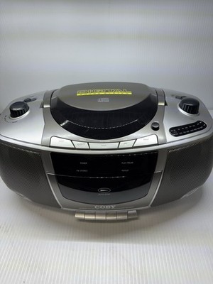 Coby CX-CD248 Portable Stereo Boombox AM FM CD Cassette Fully Tested Working
