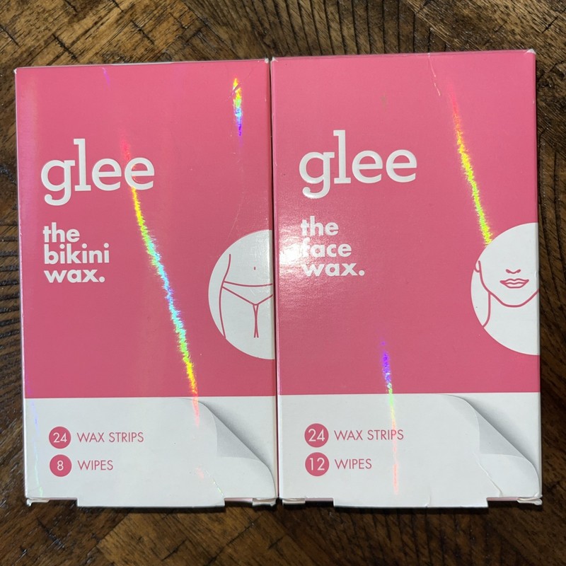 Glee Bikini Wax and Face Hair Removal Strips for Women, 24 ct with 8 Wipes each