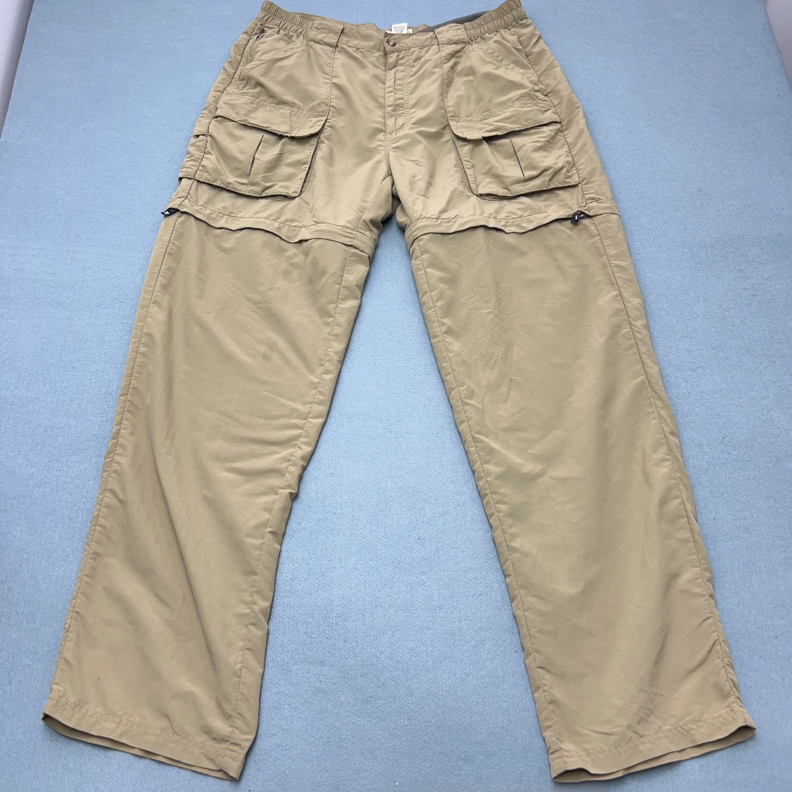LL Bean Pants Mens LARGE TALL 34x32 Tan Convertible Cargo Outdoor Hiking Camping