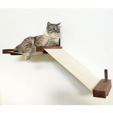 Wall Mounted Cat Hammock Fabric Lift Pet Lounger Raceway Kitty Shelf Wood