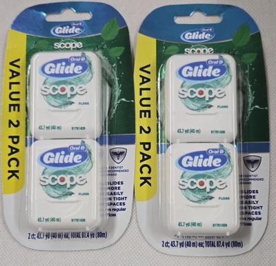  Old Version - Oral B Glide with SCOPE Dental Floss Two Packs of 2 (40m each)