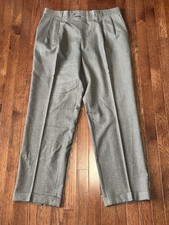 Burberry London Pants 38x31.5 Gray Wool Pleated Cuffed