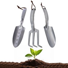 Hand Gardening Tool Set 3 Pack with Cultivator, Trowel, and Transplant Shovel