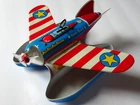Vintage Ohio Art Coast Guard Tin Wind Up Airplane MUST LOOK Working & Complete