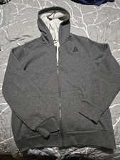 Reebok Women s Dark Grey Fleece Zip Up Hoodie Logo Pockets XS-S TA