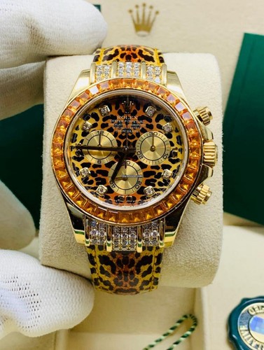 Rolex Leopard Daytona 116598 SACO Yellow Gold Excellent Condit...