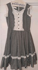Vintage Square Dance Dress by Jeri Bee Blk and White Sz 12 Made In USA