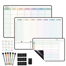 Magnetic Dry Erase Weekly Planner Whiteboard Monthly Calendar for Fridge, Sch...