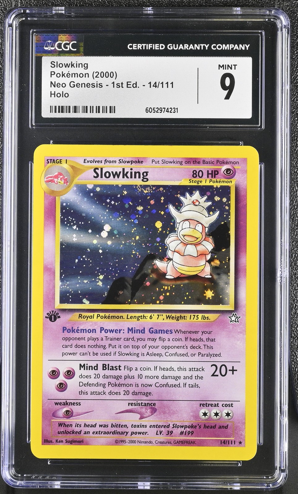 1st Edition Slowking Holo CGC 9 2000 Neo Genesis - 1st Ed. #14/111