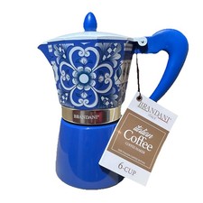 Brandani Caffettiera Blu Italiana Moka Caffettiera Piano Cottura Alluminio 6 Tazze NUOVA