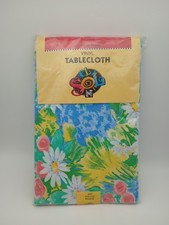 Linens N Things Round Cotton Tablecloth 60" Colorful Floral Vinyl Spring NIP