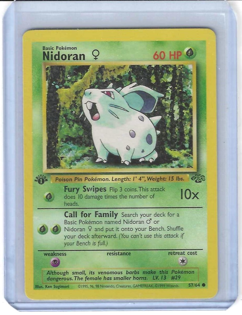POKEMON JUNGLE 1ST EDITION NIDORAN COMMON # 57/64 UNPLAYED NM