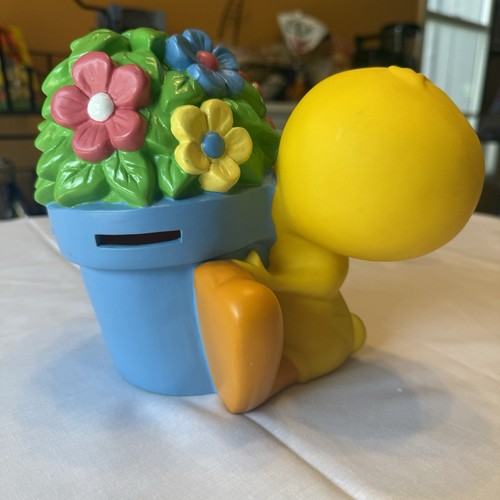 Vintage Tweety Bird With Flower Pot Plastic Bank 1998 By Warner Brothers - Picture 6 of 11