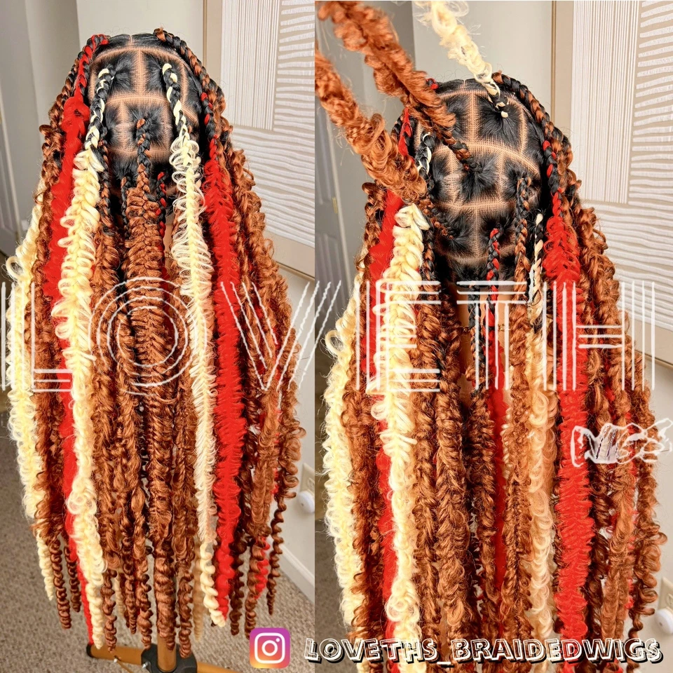 Ships next day(2days SHIPPING)Cornrow Full lace Braided wig,black knotless braid - Image 2 of 4
