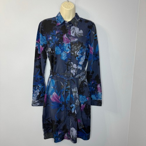 Desigual Women's Florencia Casual Shirt Dress Blue Floral Women's S New