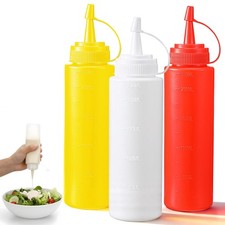 3 Pcs Condiment Sauces Squeeze Bottles Plastic Squeezes Squirt Bottle with Le...