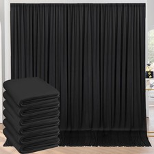 30ft x 10ft Black Backdrop Curtain - 6 Panels Polyester Drapes for Events
