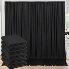 30ft x 10ft Black Backdrop Curtain - 6 Panels Polyester Drapes for Events