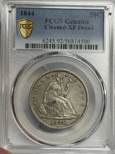 1844-P PCGS XF Details Seated Liberty Half Dollar, U.S. 50c Silver EXTRA FINE