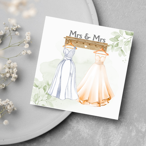 Mrs and Mrs Wedding Card, Gay Wedding Celebration Card, LGBTQ+ Wedding Day Card - Picture 5 of 10