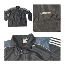 Adidas Jacket Mens Medium ClimaLite 3 Stripe Warm Up Jacket Black  Track