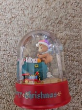 Trim A Home Christmas Waterdome  Bear W/ Flying Letters