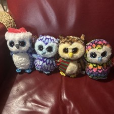 Ty Beanie Boos WISE The Christmas Owl Glitter Eyes  ,Icicles, Oscar, Aria