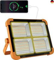 100W Led Baustrahler Solar Wiederaufladbar, Akku Arbeitsstrahler Tragbare Campin