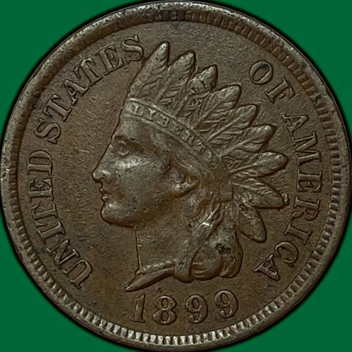 1899 Indian Head Cent Almost Uncirculated AU Coin #33976