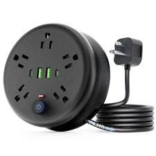 Power Strip Surge Protector-6.56 ft Retractable Travel Extension Cord Portabl...