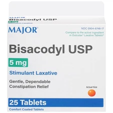 Orange Gentle Laxatives Bisacodyl 5Mg Tablets For Occasional Constipation 1 Pack