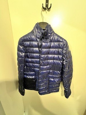 Moncler Enfant Blue Padded Down Jacket - Size 10 - Buttons & Logo Patch