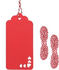 100 PCS Red Gift Tags with Stri100 PCS g 1.8x3.7in Blank Hollow Heart Paper Tags
