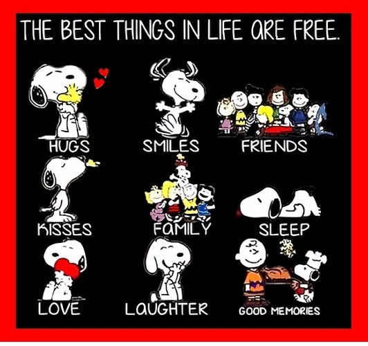 The Best Things In Life Are Free Love Family Snoopy Refrigerator Fridge MAGNET - Image 1 of 1