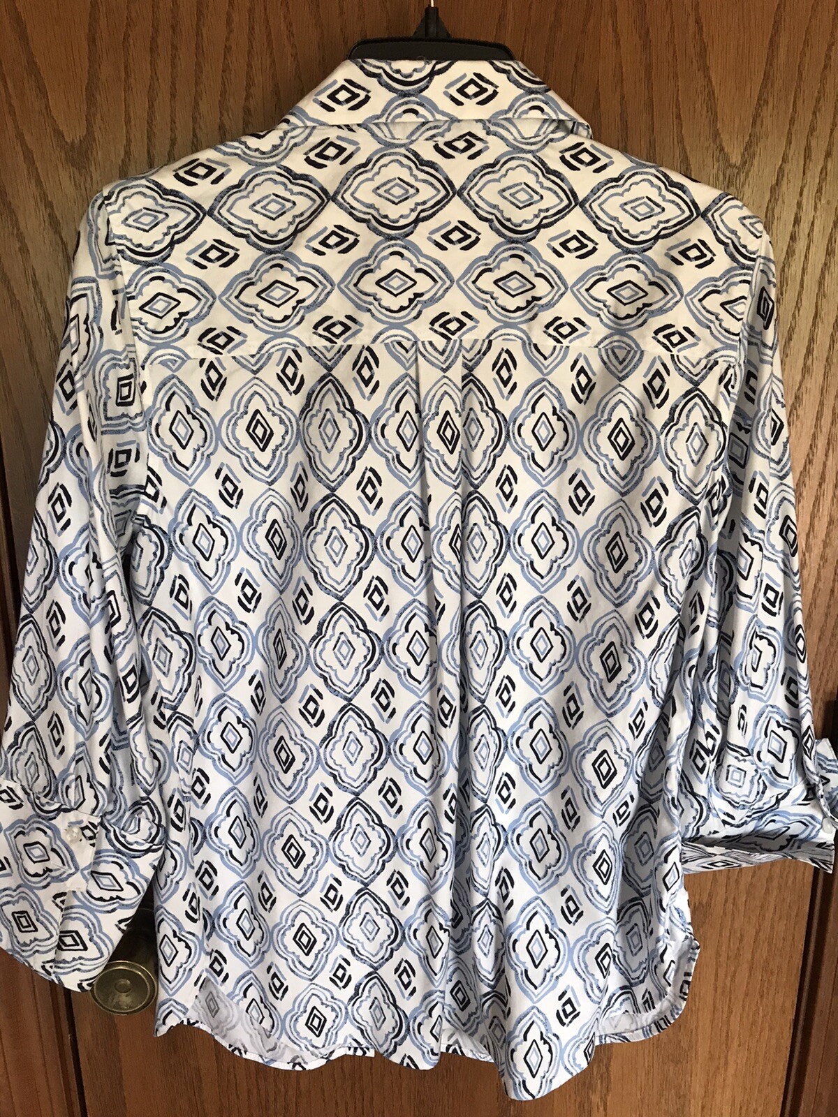 Chicos Blue/White Patterned Button Up Blouse - Si… - image 6