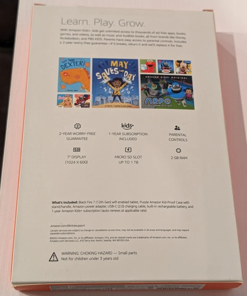 Amazon Fire 7 Kids Black / Purple Tablet & Case 16 GB 12th Gen 2022 Release NEW - Image 2 of 2