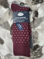 Dr. Scholls Mens Premium Ultra Comfort Dress Casual Crew 2 Pair Socks Greymaroon
