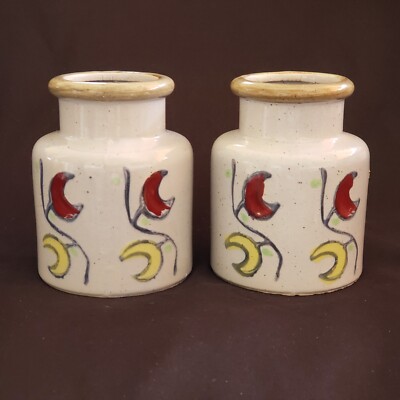 Art Pottery Vases Morris Struhl Stoneware set of 2 Japan 4½'' tall Approx. READ