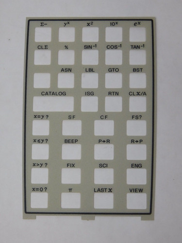 Standard OVERLAY for Hewlett-Packard HP 41C 41CV 41CX Calculator