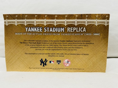 YANKEE STADIUM REPLICA STEINER MADE FROM ACTUAL FRIEZE YANKEE STADIUM 1923-2008! - Picture 2 of 2