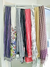 8 LONG SPRING/SUMMER SCARVES-MIXED BRANDS-MIXED PRETTY COLORS-LENGTH 60-70inche